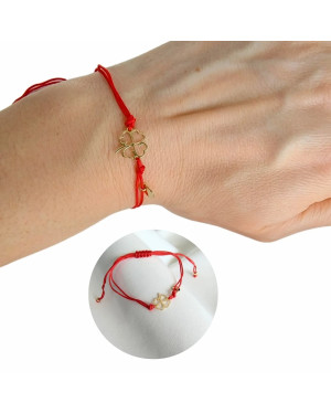 Gold-plated bracelet Red string CLOVER