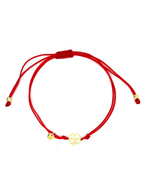 Gold-plated bracelet Red string CLOVER