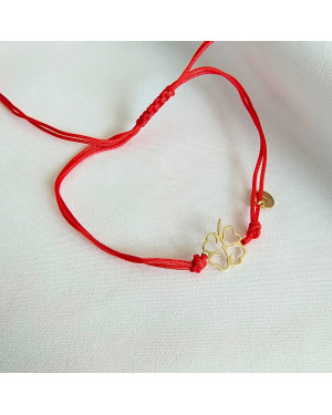 Gold-plated bracelet Red string CLOVER