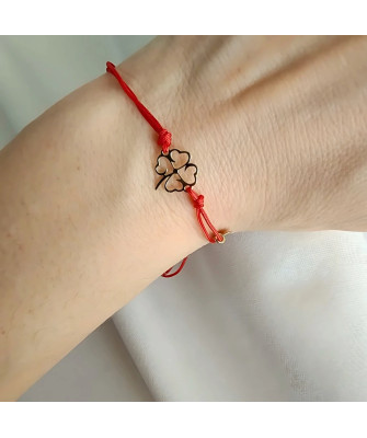 Gold-plated bracelet Red string CLOVER