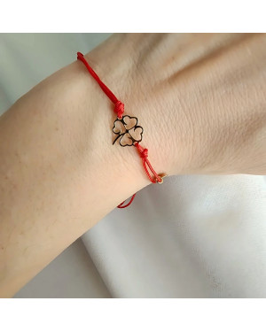 Gold-plated bracelet Red string CLOVER