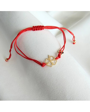 Gold-plated bracelet Red string CLOVER
