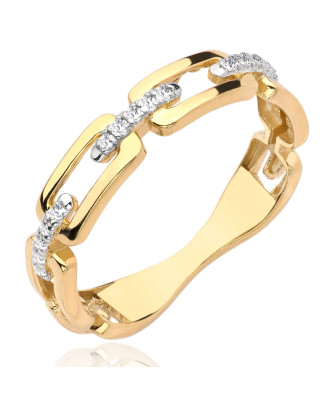 Ring chain white stones 14k