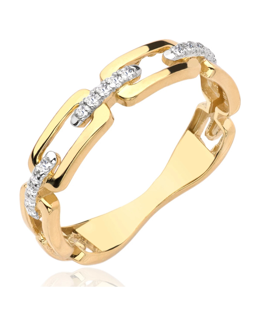 Ring chain white stones 14k