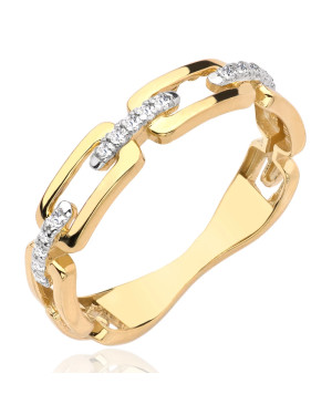 Ring chain white stones 14k