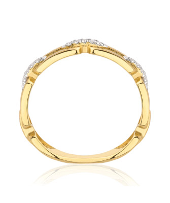 Ring chain white stones 14k