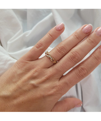 Ring chain white stones 14k