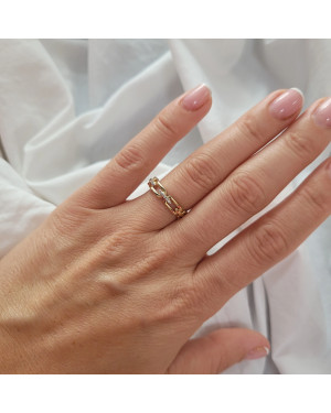 Ring chain white stones 14k