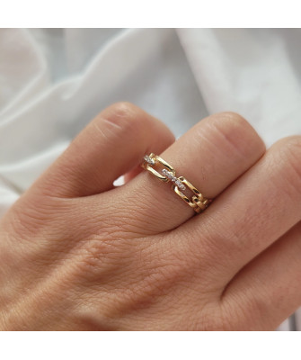 Ring chain white stones 14k