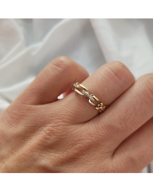 Ring chain white stones 14k