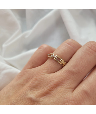 Ring chain white stones 14k