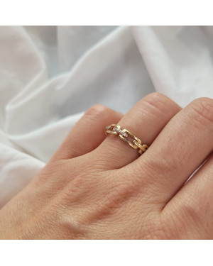 Ring chain white stones 14k