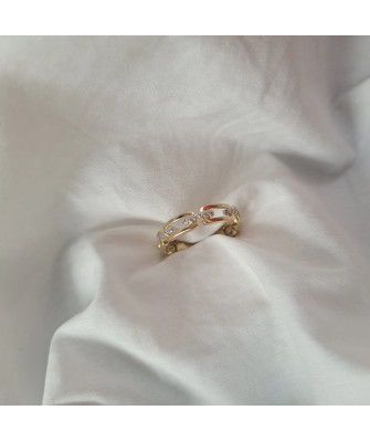 Ring chain white stones 14k