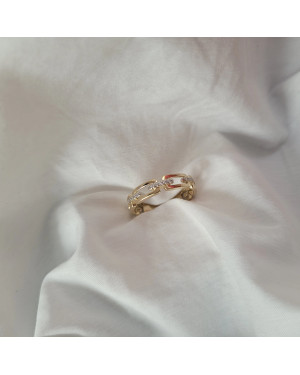 Ring chain white stones 14k