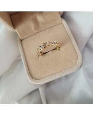 Ring chain white stones 14k