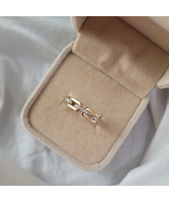 Ring chain white stones 14k