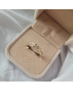 Ring chain white stones 14k
