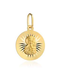 Golden medal Our Lady of Częstochowa with rays in a circle