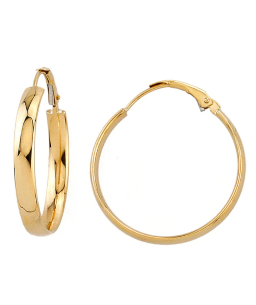 Gold hoop earrings with a smooth French clasp