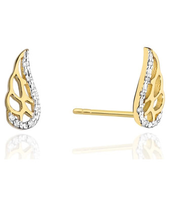 Złote kolczyki próba 14k z brylantem 0,06ct