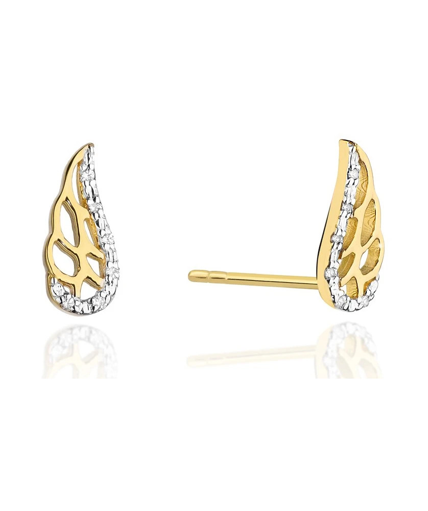 Gold earrings 14k with a 0.06ct diamond