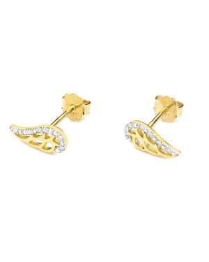 Złote kolczyki próba 14k z brylantem 0,06ct