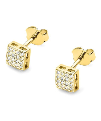 Złote kolczyki próba 14k z brylantem 0,16ct