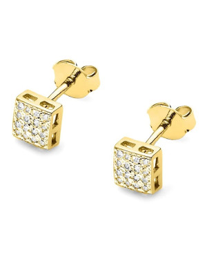 Złote kolczyki próba 14k z brylantem 0,16ct