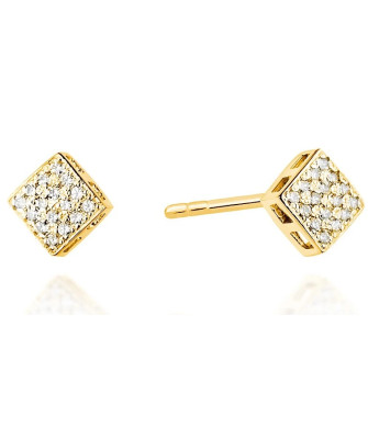 Złote kolczyki próba 14k z brylantem 0,16ct