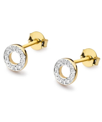 Złote kolczyki koła próba 14k z brylantem 0,13ct