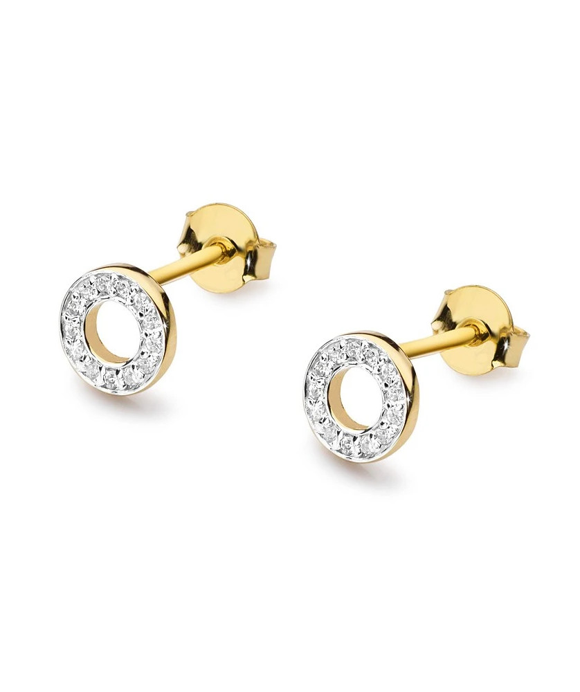 Złote kolczyki koła próba 14k z brylantem 0,13ct