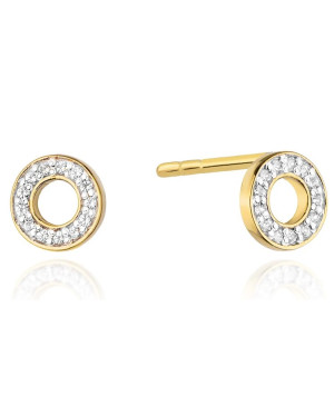 Złote kolczyki koła próba 14k z brylantem 0,13ct