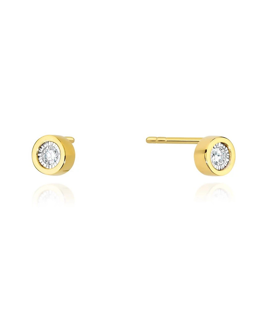 Gold classic earrings 14k with 0.16ct diamond