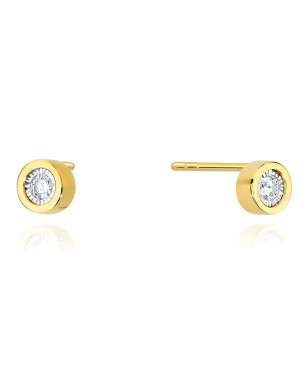 Gold classic earrings 14k with 0.16ct diamond