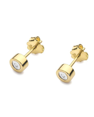 Gold classic earrings 14k with 0.16ct diamond