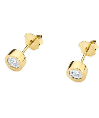 Gold classic earrings 14k with 0.16ct diamond