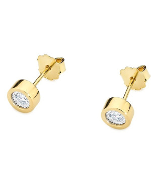 Gold classic earrings 14k with 0.16ct diamond