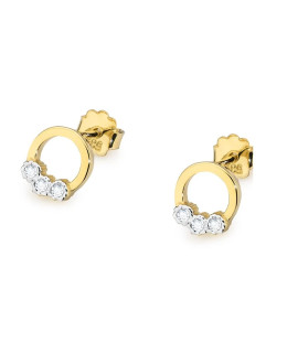 Złote kolczyki koła próba 14k z brylantem 0,05ct