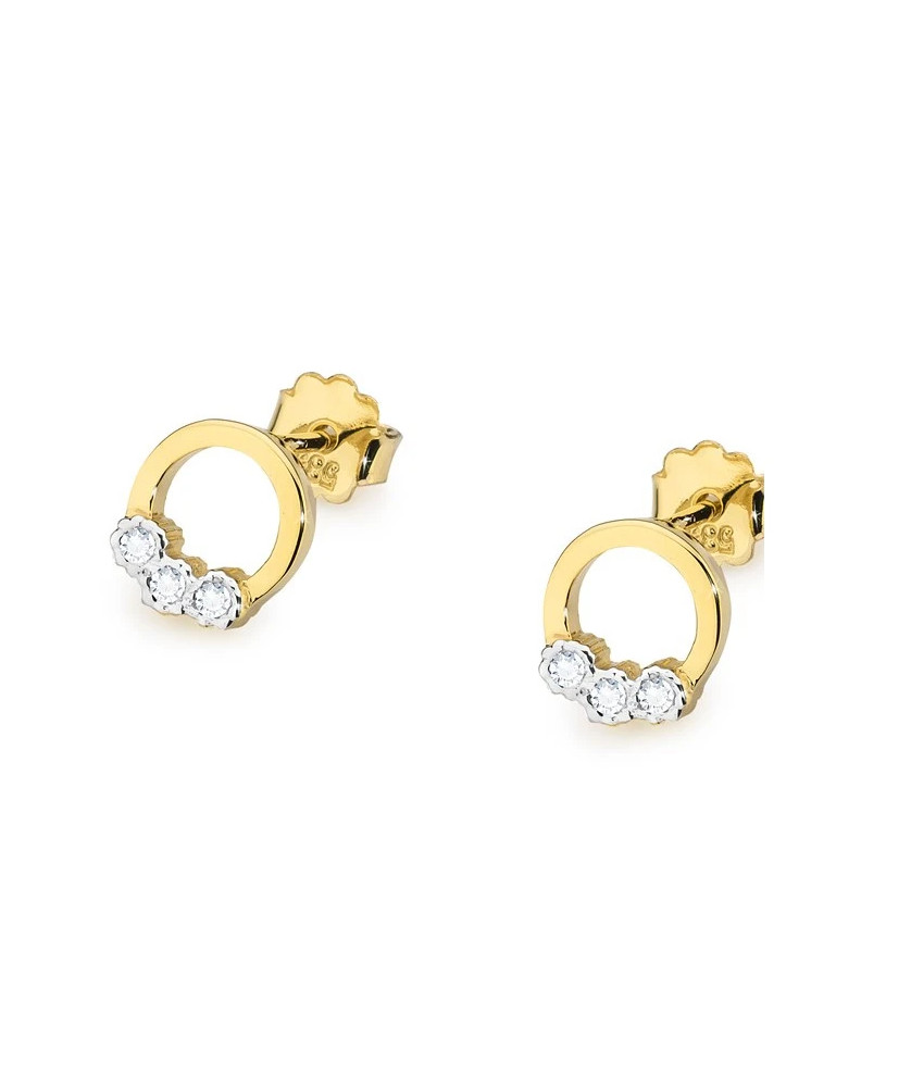 Złote kolczyki koła próba 14k z brylantem 0,05ct