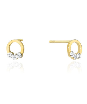 Złote kolczyki koła próba 14k z brylantem 0,05ct