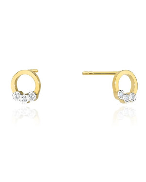Złote kolczyki koła próba 14k z brylantem 0,05ct