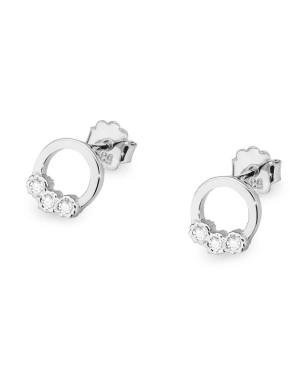 Złote kolczyki koła próba 14k z brylantem 0,05ct
