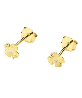 14k gold clover earrings with 0.01ct diamond