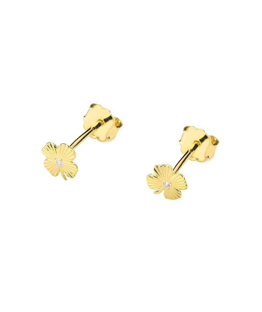 14k gold clover earrings with 0.01ct diamond