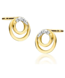 Złote kolczyki koła próba 14k z brylantem 0,03ct