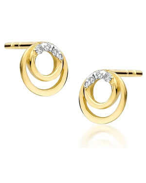 Złote kolczyki koła próba 14k z brylantem 0,03ct