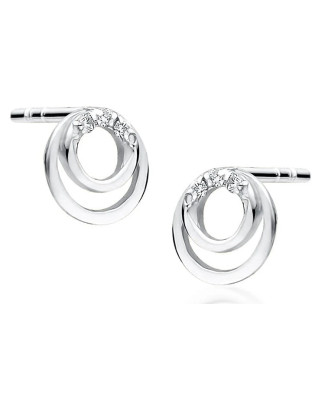 Złote kolczyki koła próba 14k z brylantem 0,03ct