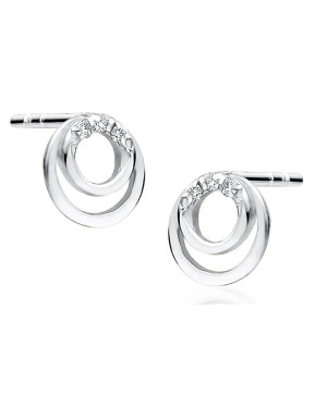 Złote kolczyki koła próba 14k z brylantem 0,03ct