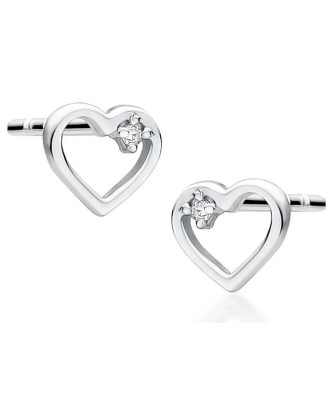 Gold heart earrings 14k with 0.01ct diamond