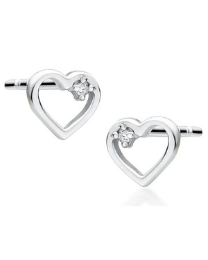 Gold heart earrings 14k with 0.01ct diamond